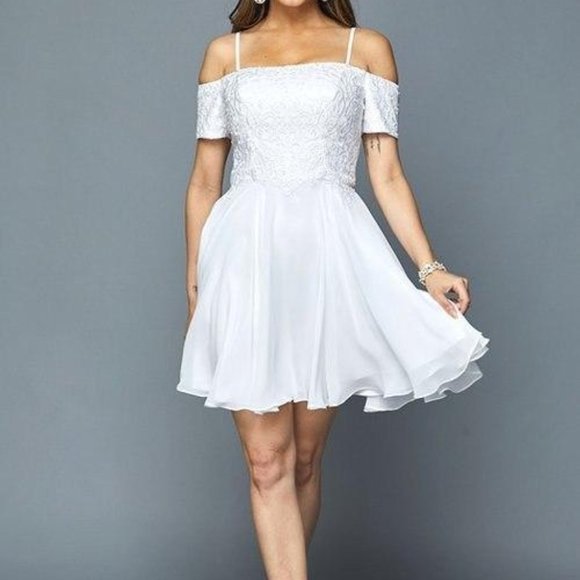 Off Shoulder Short A-Line Shape Prom Dress JT814W